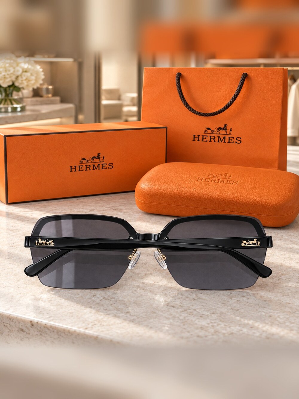 Hermes Black H Square Sunglasses - Picture 6 of 6